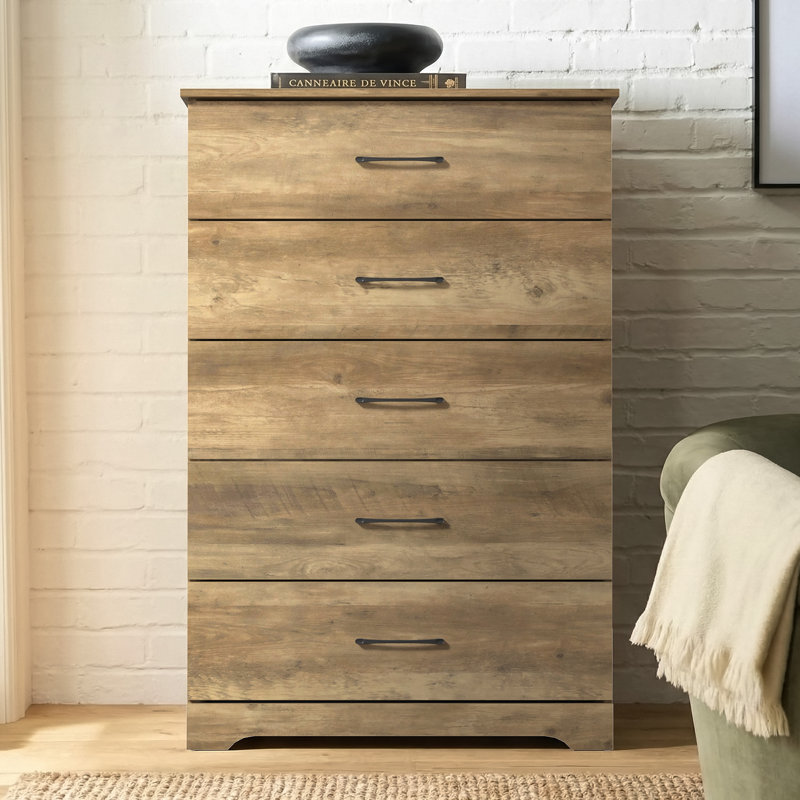 Arkia 5 Drawer 31.5" W Dresser, Knotty Oak