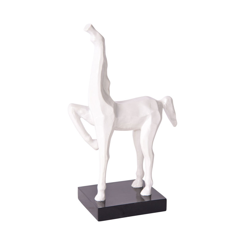 Horse Hoof Up Statue with Base, 21" H x 12.5" W x 4.75" D, White
