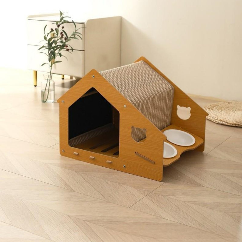 Grattoir pour chat avec 2 bols