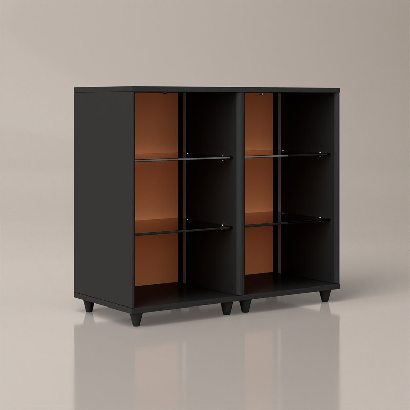 Modern Modular TV Stand with LED Lights and Storage, Black, Black