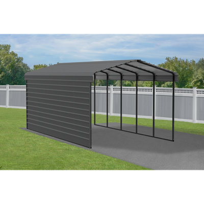 Steel Carport With 1 Side Wall Kit, 12X24X9