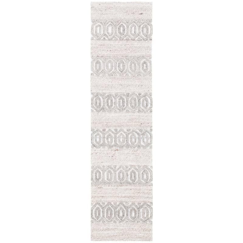 Natura Hand Loomed Wool/Cotton Southwestern Rug in Ivory/Beige, Runner 2'3" x 9'