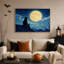Toile noire regardant une pleine lune au-dessus d'une fleur de cerisier-1634083011