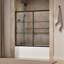 Elate Sliding Bath Door, 56-3/4-In H X 56-1/4 - 59-5/8-In W With Heavy 5/16-In Thick Frosted Glass With Rectangular Grille Pattern-2052275935