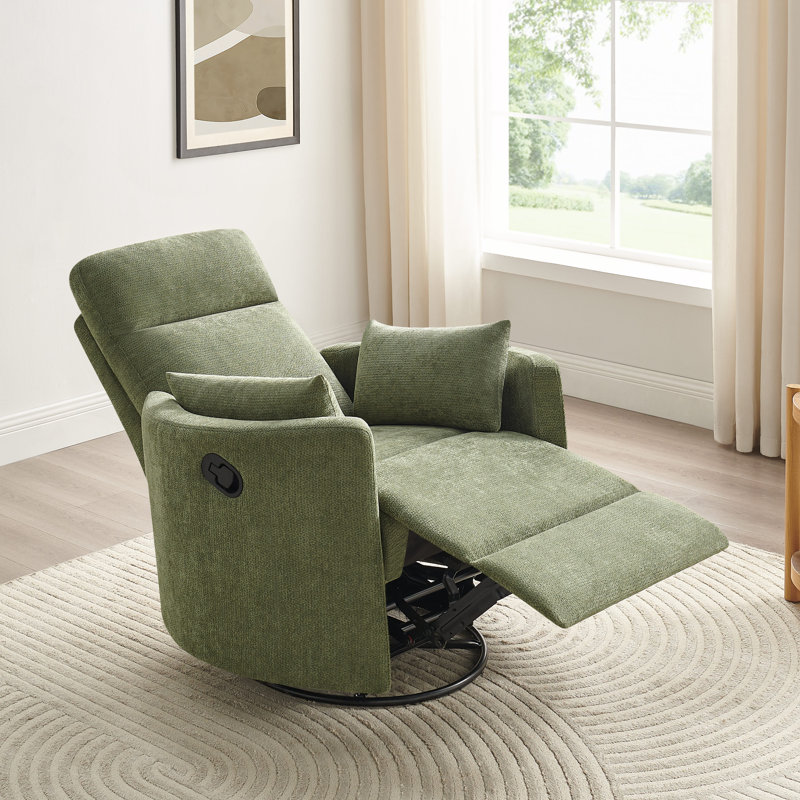  Fauteuil inclinable en chenille confortable et pivotant pour le salon, Vert