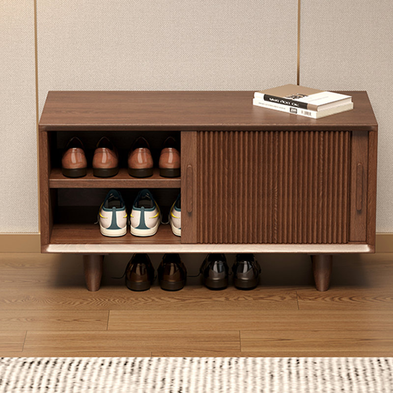 Banc de rangement moderne en bois ciré blanc minimaliste