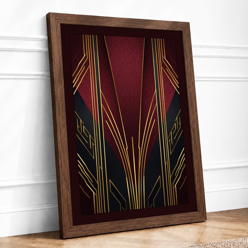 Sunburst Elegance Art Deco - Framed Print, A3 - 42.0 x 29.7 cm, Walnut