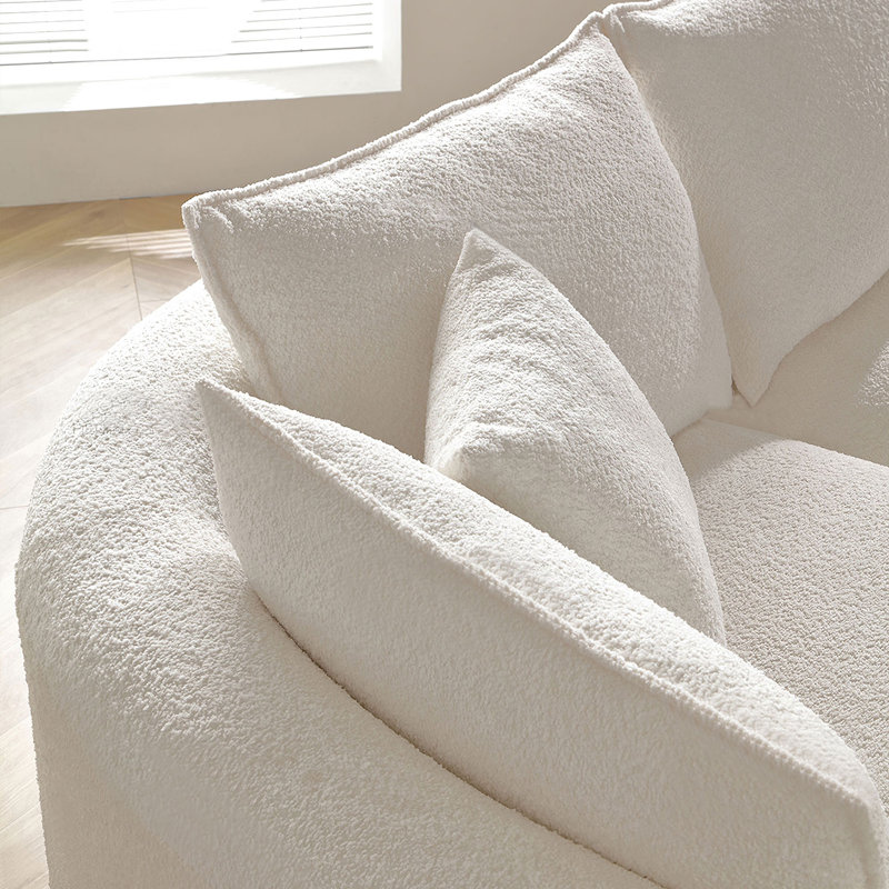 125" Modern Curved Sectional Sofa Couch With Chaise, Upholstery Boucle Sofa Couch With Pillows,Sectional Boucle Fabric Couch For Living Room