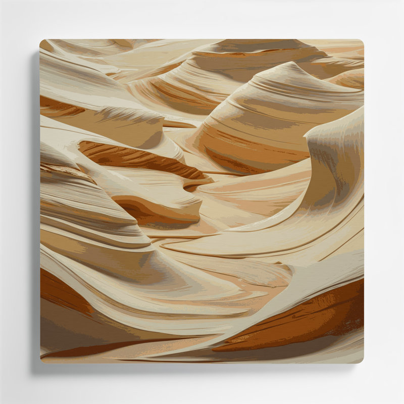 Art mural horizontal rayé en métal crème beige, H 12 po x l 12 po