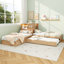 L-Shaped Combination Twin Bed Frame With Trundle And Drawer,3-In-1 Low Corner Platform Bed Linked With Built-In Desk And Led Downlight, White-1690147961