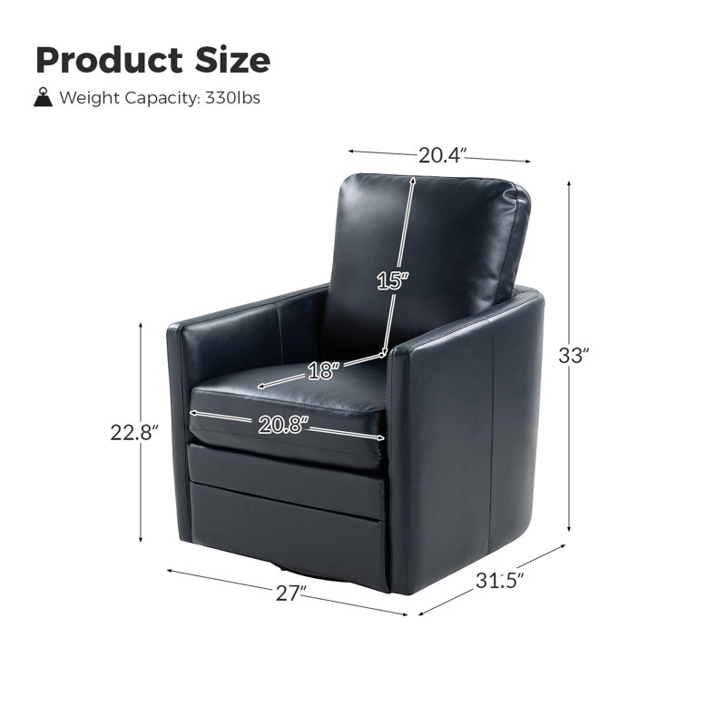Fauteuil demi-tonneau pivotant de 27,8 po Amany, Bleu marine