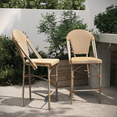 Indoor/Outdoor All-Weather Commercial Paris Chairs with Bamboo Print Frame