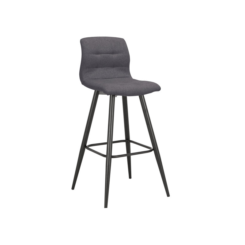 Melra Upholstered Bar Stool with Steel Frame, Grey