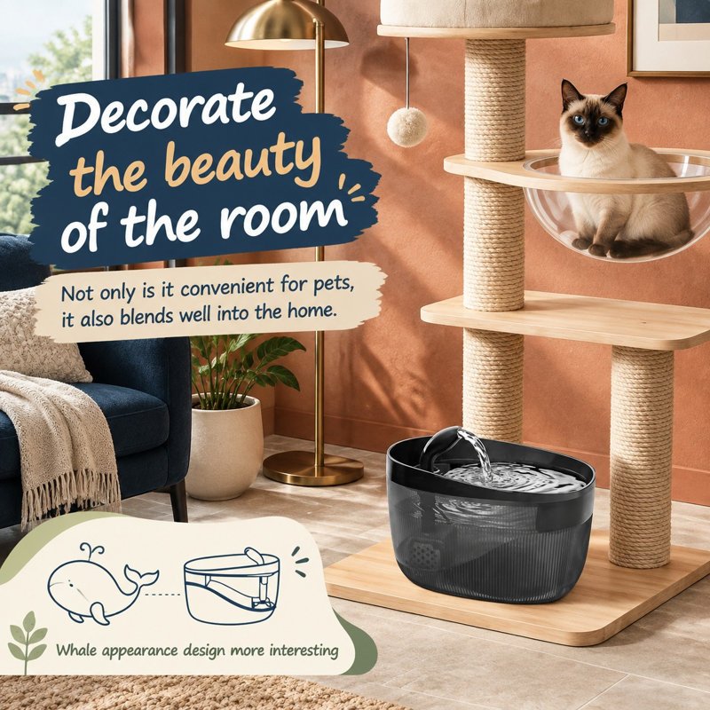 74oz/2.2L Automatic Pet Fountain with dual flow modes and 4 replacement filters, designed for indoor cats, dogs, and small animals.