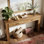 Console 63 po avec 2 tiroirs, brun