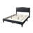 Modern Bedroom Queen Bed, Charcoal Burlap Upholstered Headboard, Sophisticated Nailhead Trim Accents, No Box Spring Contemporary Fabric Trim, Required-1502051704