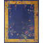 Tapis rectangulaire en laine noué à la main - bleu art déco des années 1920