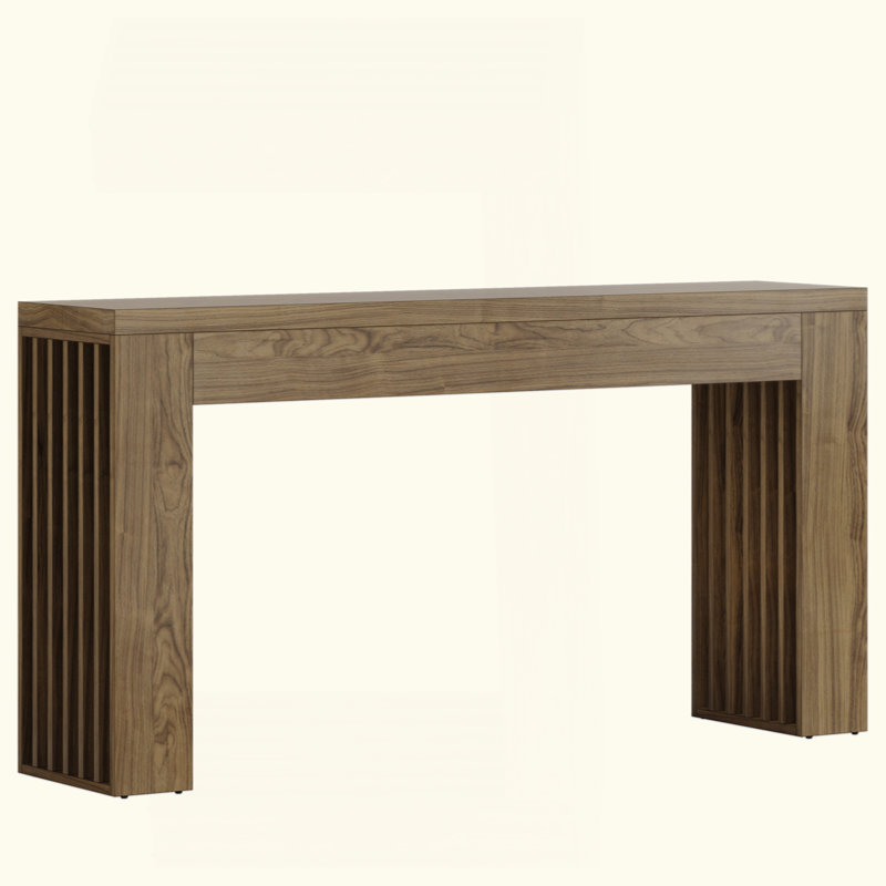 59" Rustic Farmhouse Console Table with Vertical Slat Design - Sofa/Entryway Table for Hallway/Living Room Small Spaces