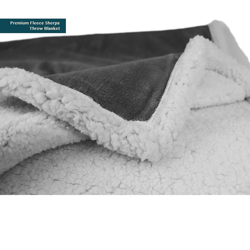 Charcoal Reversible Sherpa Fleece Throw Blanket 50" x 60"