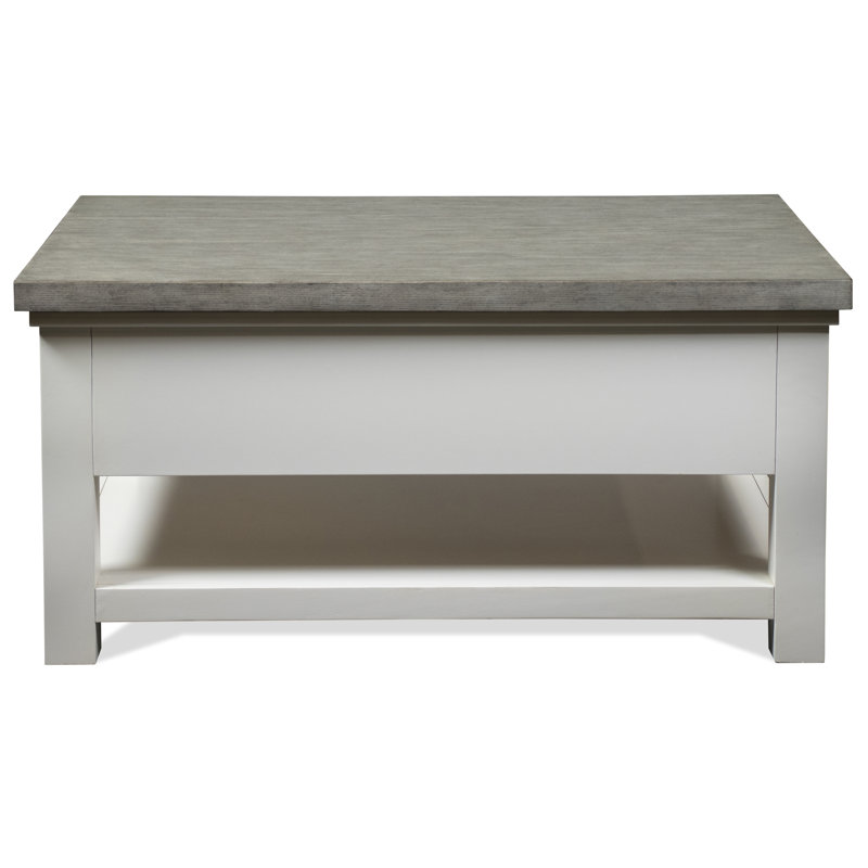 Cora Gray and White Oak Rectangular Coffee Table with Storage