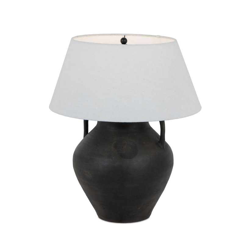 Atrani Table Lamp, Aged Black Terracotta