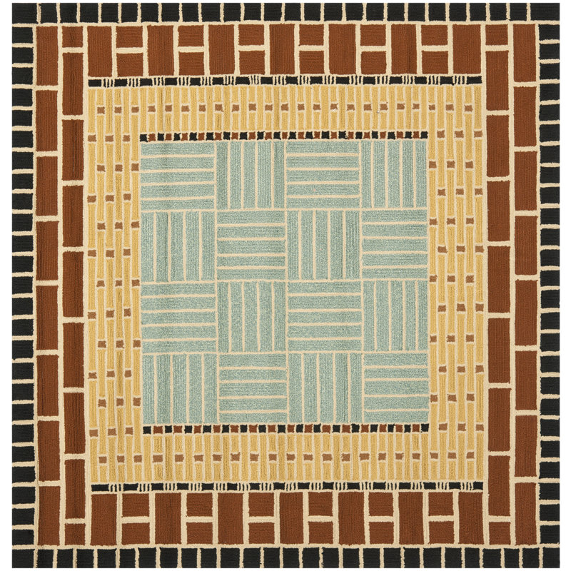 Bowden Hand Hooked Performance Geometric Rug, Square 6'