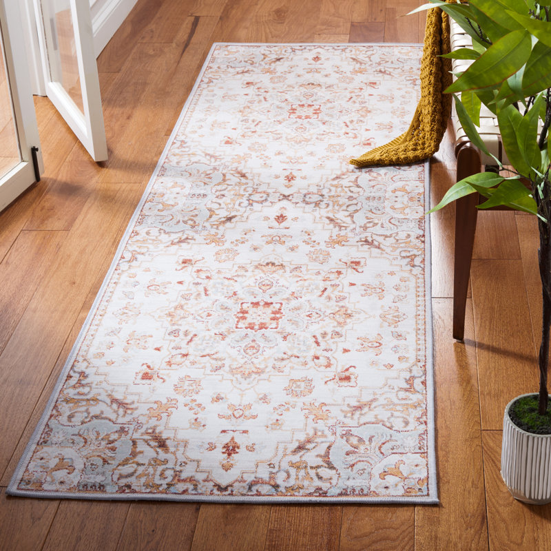 Sonia Oriental Beige/Grey Red Area Rug, Runner 2'6" x 6'
