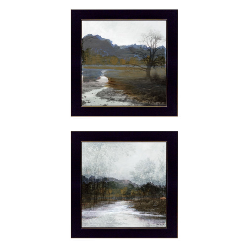 Ensemble de deux paysages d'hiver encadrés, art mural