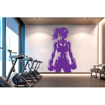Autocollant mural de boxe fille gymnase Afro Girl Power Fitness citation Decor Workout Art vinyle Gym autocollants muraux chambre à coucher gym Workout Girl CrossFit 644RS