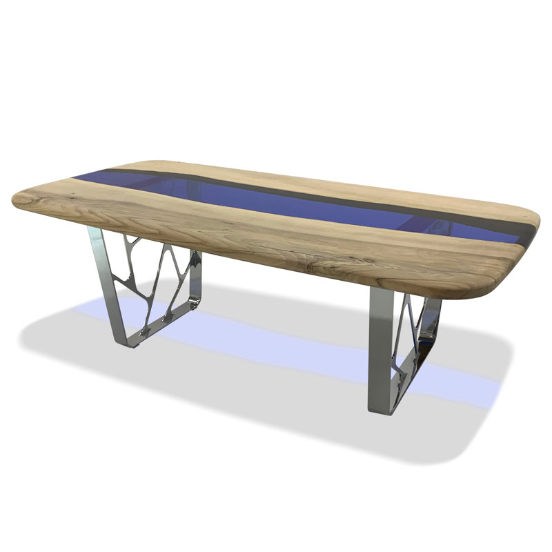 Ombrone Walnut Metal Base Dining Table, 42" W x 72" L