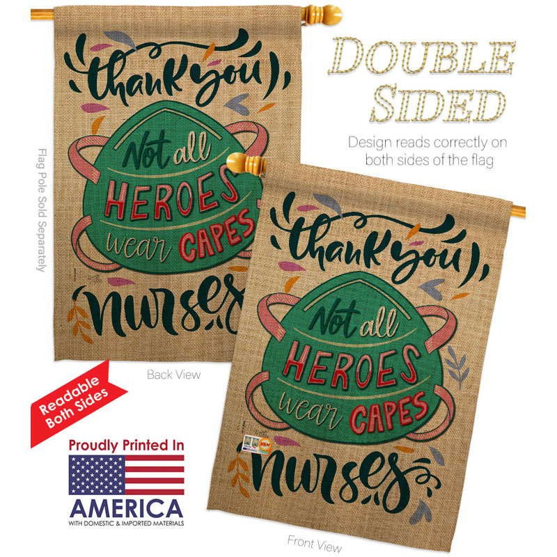 Drapeau de maison en polyester 40 x 28 po Thank You Nurses