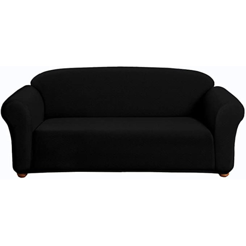 Housse pour canapé à coussins carrés / rectangulaires Milan, Mélange de polyester noir