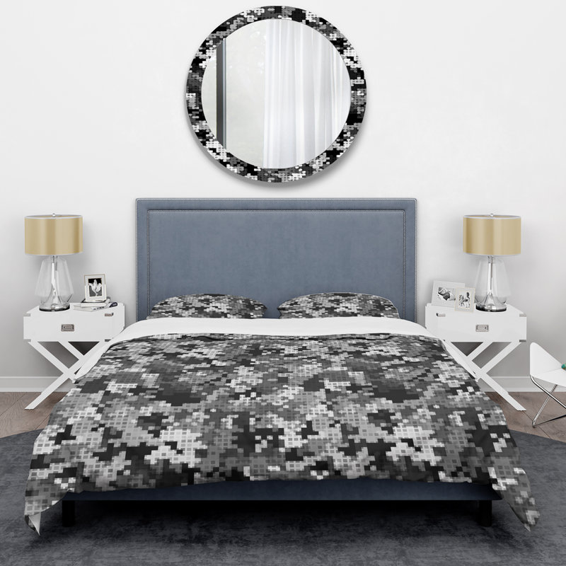 Ensemble de housse de couette en microfibre blanc / noir 3 pièces