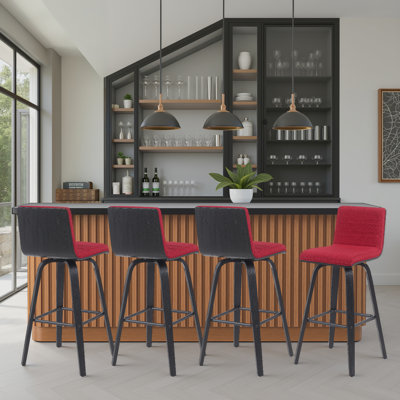 Tabouret pivotant à hauteur de comptoir ou de bar moderne Neasa Fowey Biance avec assise rembourrée et structure en bois