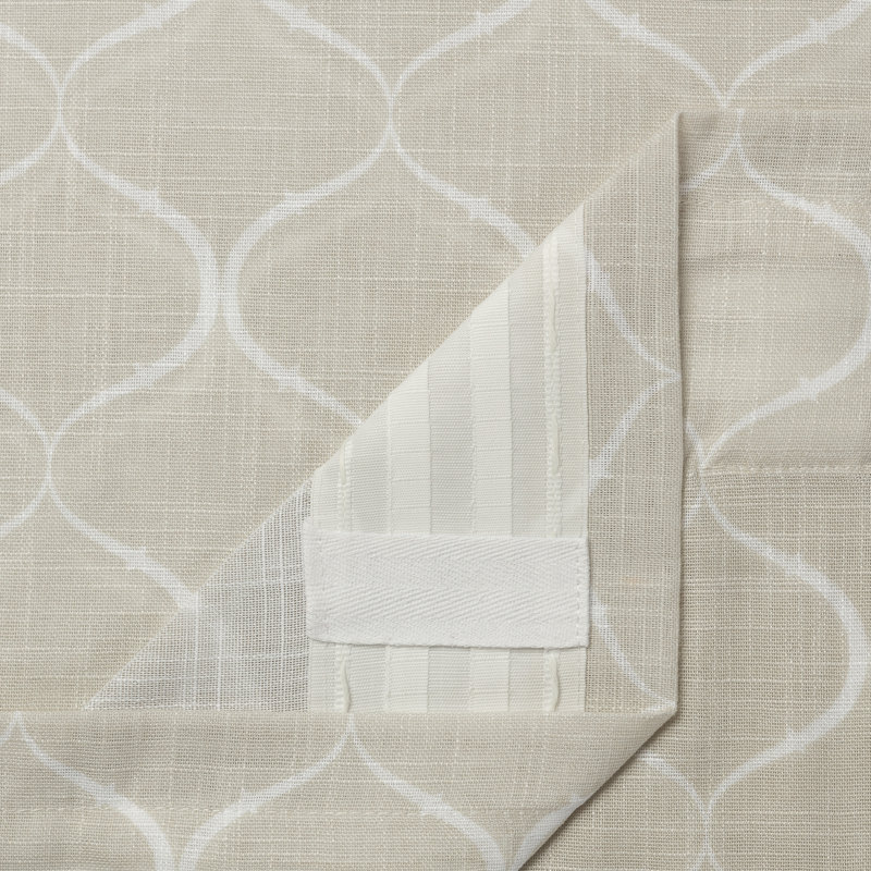 Dato 2-Panel Print Soft Textured Light Filtering Curtain - 3-In-1 Back Tab, Rod Pocket, Ring Tab, Beige, 52" W x 84" L