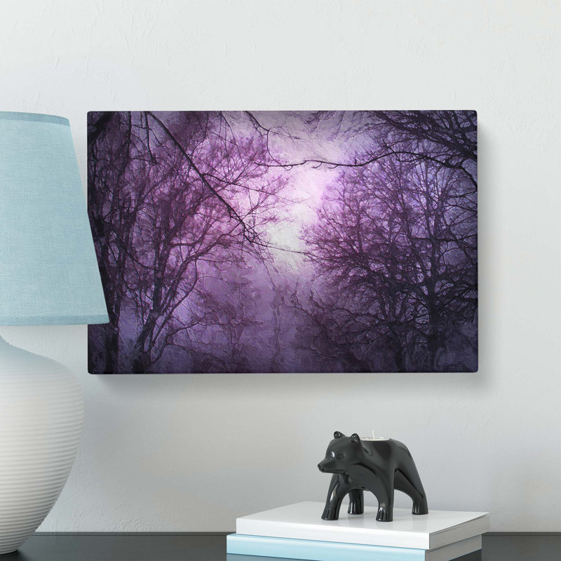 Purple Sky Behind the Winter Trees - Wrapped Canvas, 35.6 cm H x 50.8 cm W