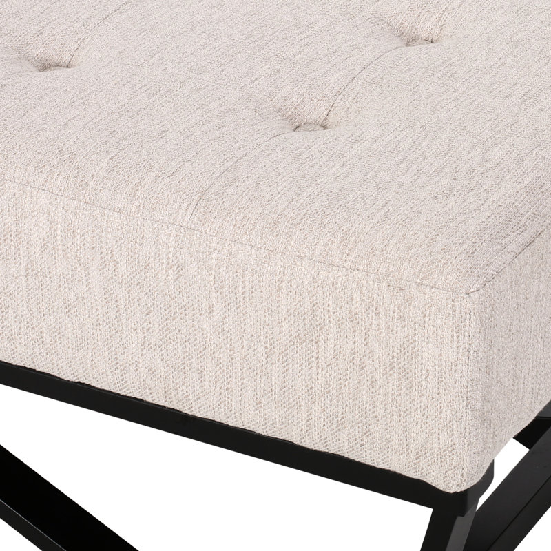 Rectangular Featuring Button Tufting And Faux Wood Legs Contemporary Style Button- With Top Frame