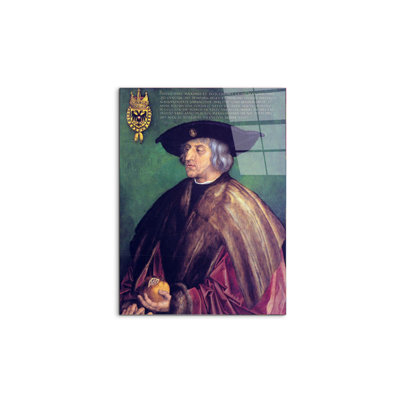 Portrait of Emperor Maximilian By Albrecht Dürer 80cm H X 60cm W CrystalArt Material Acrylic Glass Effect, Frameless Panel Lightweight Ready to Hang