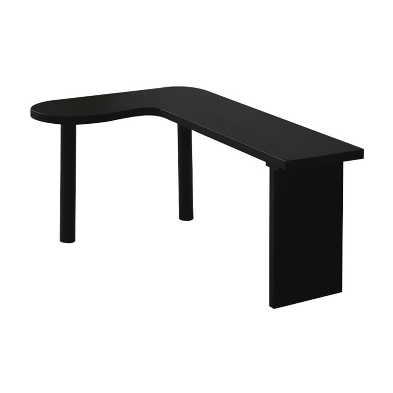 Bureau en L en bois massif, Retour à gauche, Noir, noir, noir, noir, H 29,53 po x l 62,99 po x P 39,37 po
