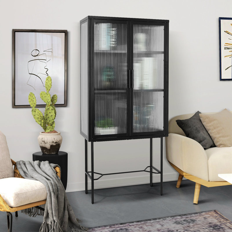 Caresha Metal Accent Cabinet, Black