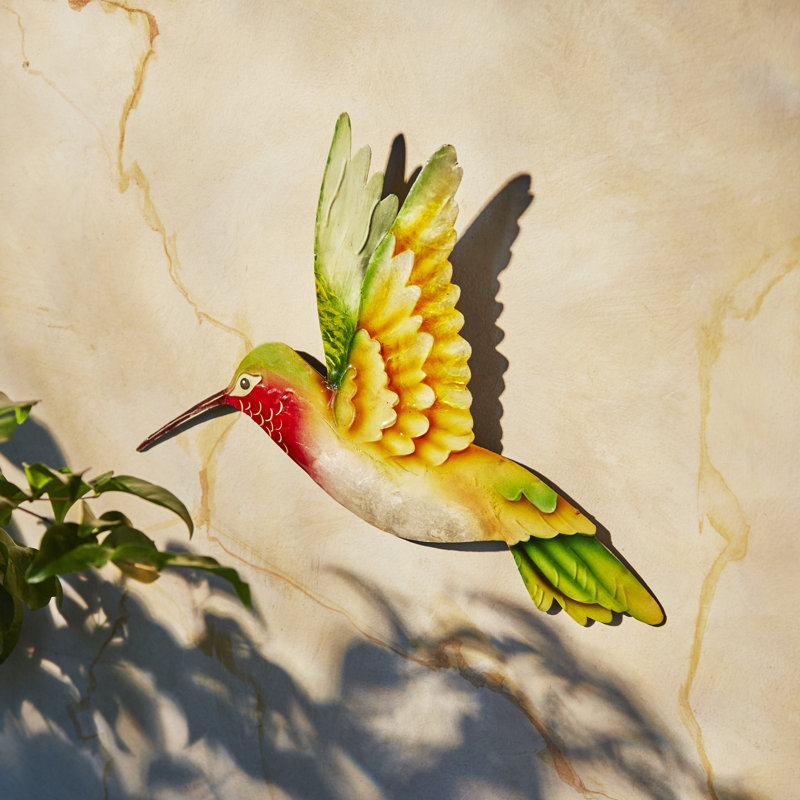 Décoration murale colibri, Jaune / vert