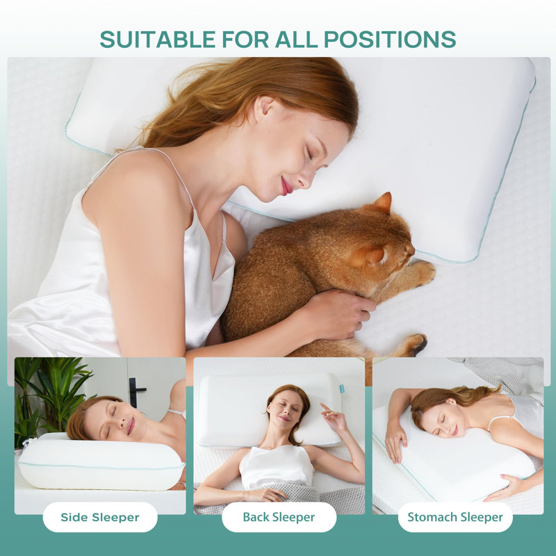 Soft Cooling White Memory Foam Ergonomic Pillow