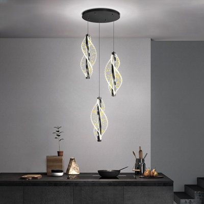 3-light Modern Led Acrylic Chandelier Black