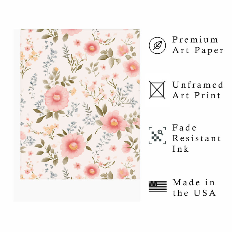 «Floral Flowers II», reproduction d'art sans cadre, H 16 po x l 12 po