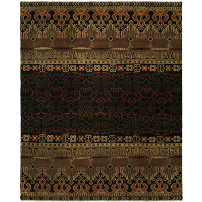 Tapis noir en laine noué à la main Donrico Southwestern