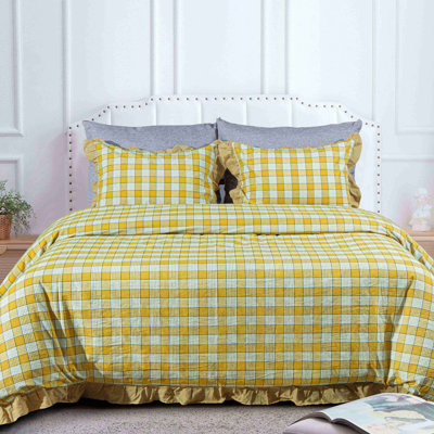 Ensemble de housse de couette à volants 3 pièces - Literie ultra douce et respirante avec des volants délicats pour un décor de chambre