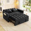 Canapé-lit moderne à 2 places avec lit escamotable, matériau en velours, 3 angles inclinables, poches latérales pour le rangement, velours de couleur noire pour petit espace, poches,-600749727