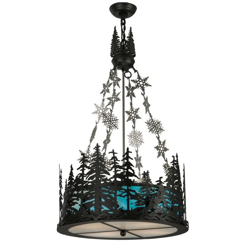 Rustic Lodge 4 - Light Glass Drum Chandelier