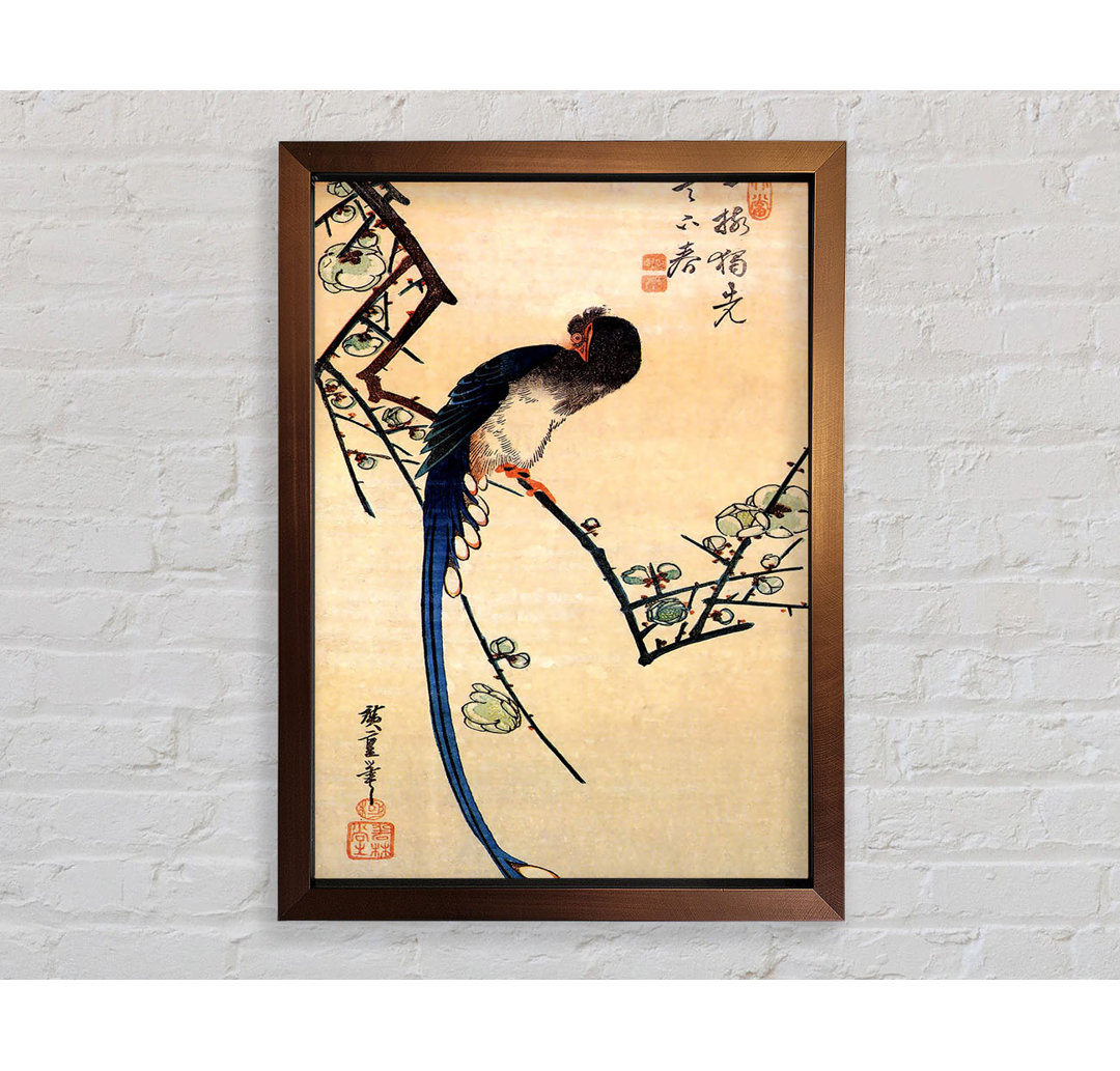 Hiroshige Blauer Vogel auf einem Pflaumenbaum - Einzelner Bilderrahmen Kunstdrucke