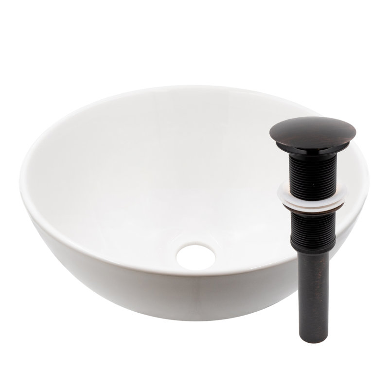 Novatto 12.63'' Porcelain Circular Bathroom Sink, Oil Rubbed Bronze